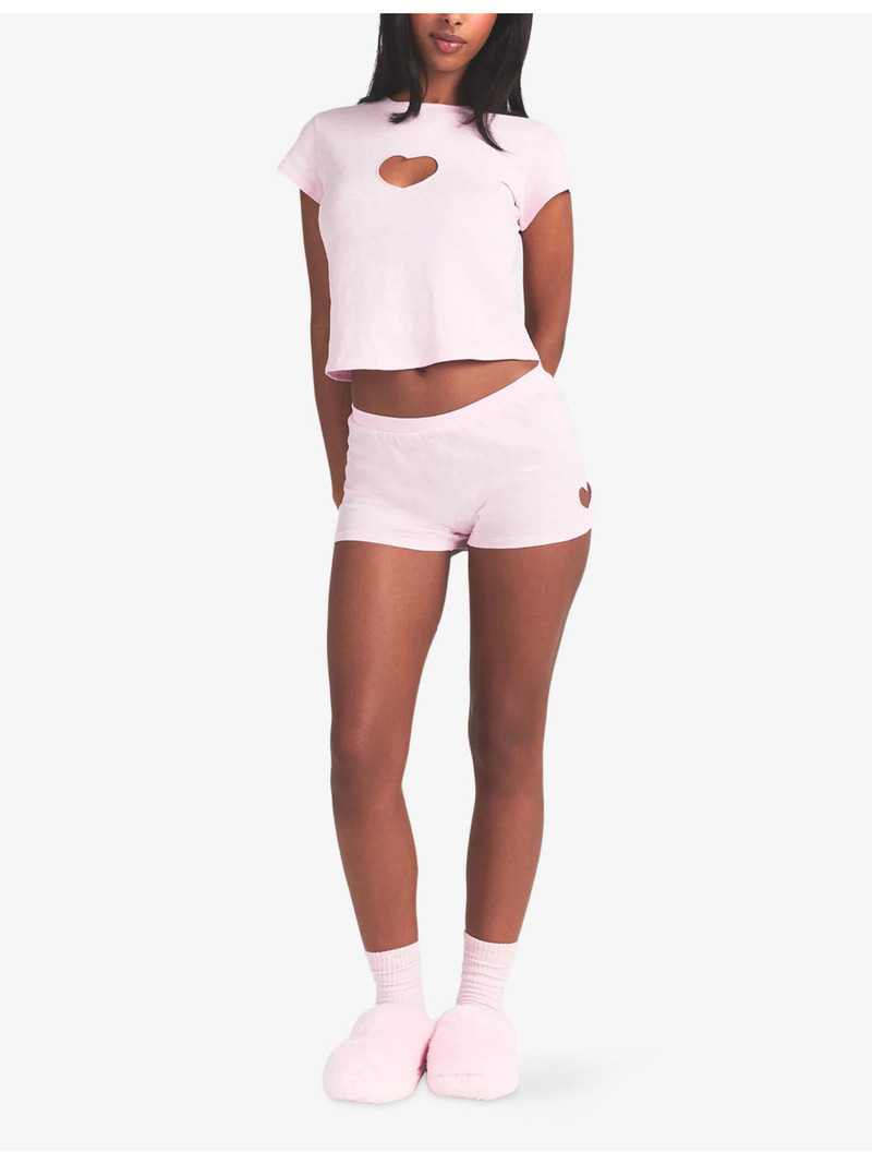 SKIMS Micro Heart Worn-In Cotton-Jersey Shorts outlook