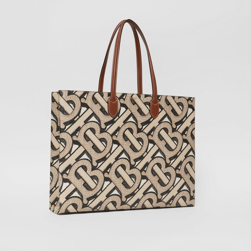 Monogram Print E-canvas Tote Bag 9