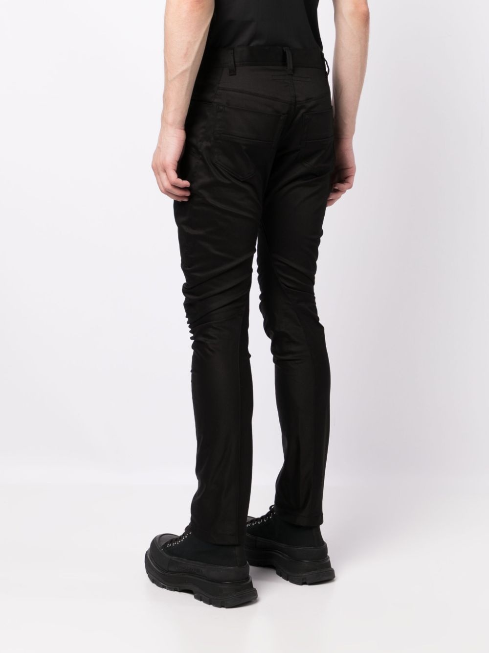 zip-pocket satin skinny trousers - 4