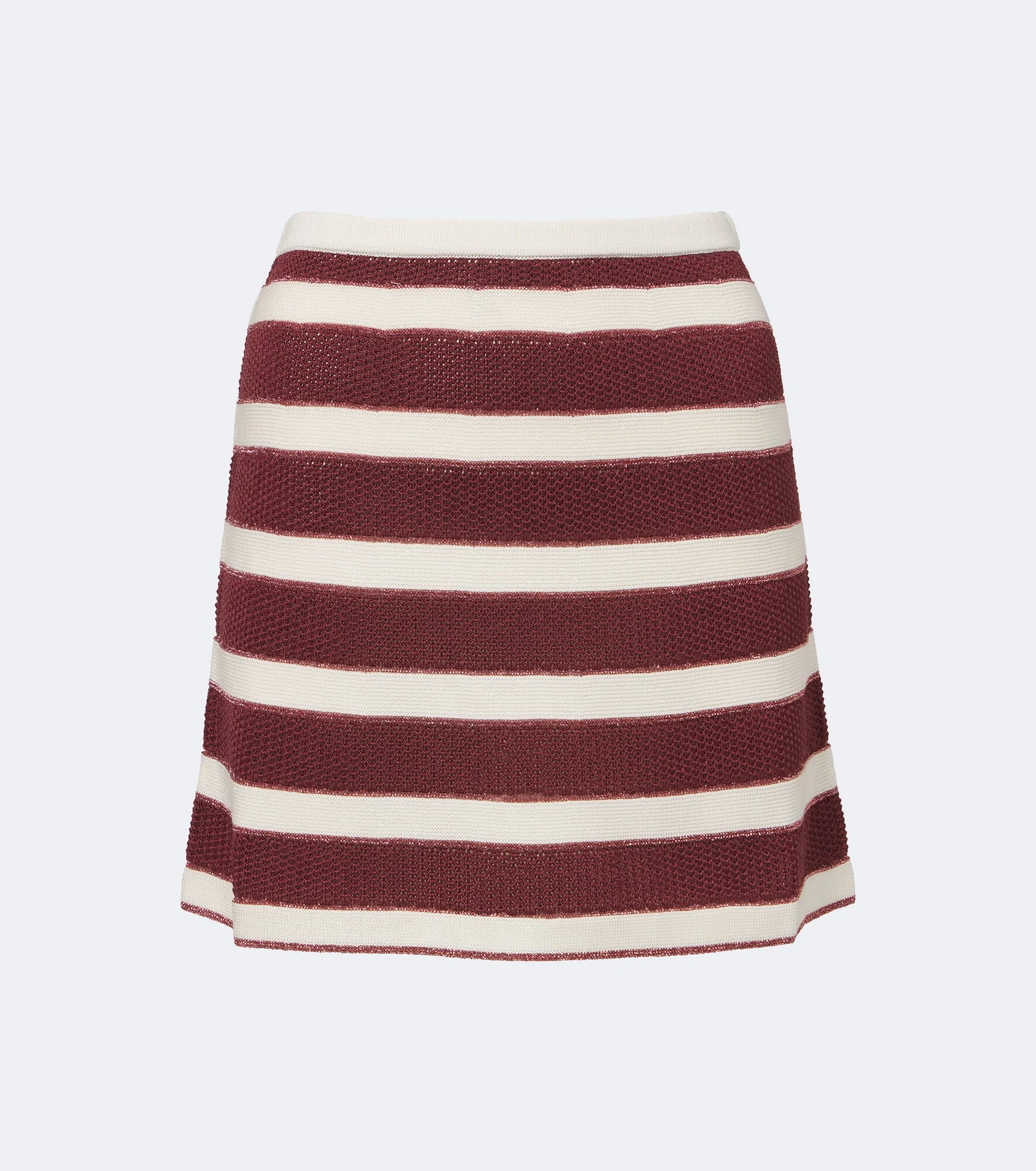 Intervalle knitted striped cotton-blend lamé miniskirt - 1