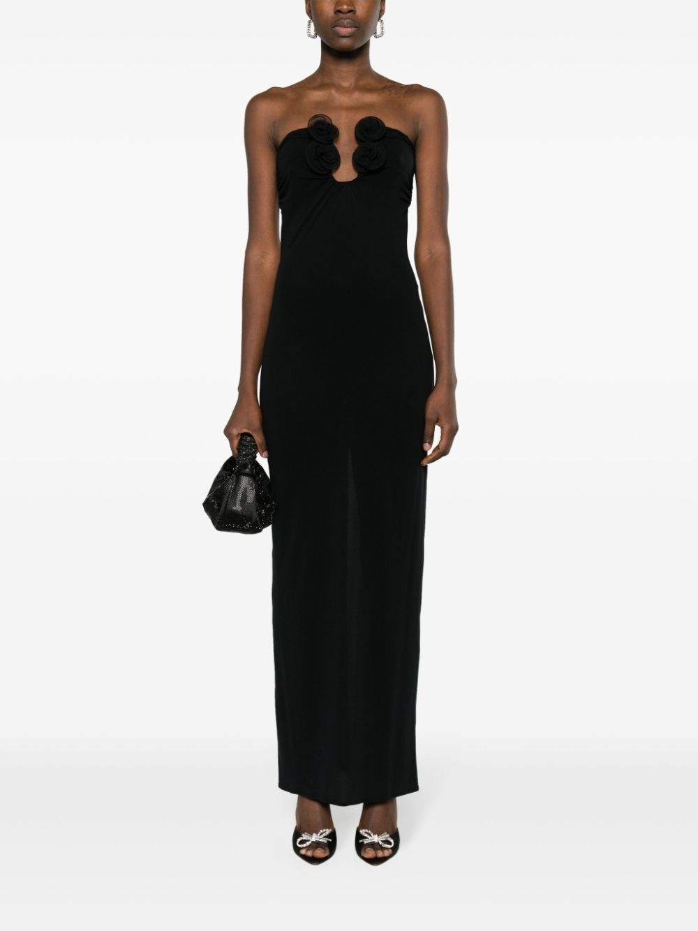 floral-appliquÃ© strapless maxi dress - 2