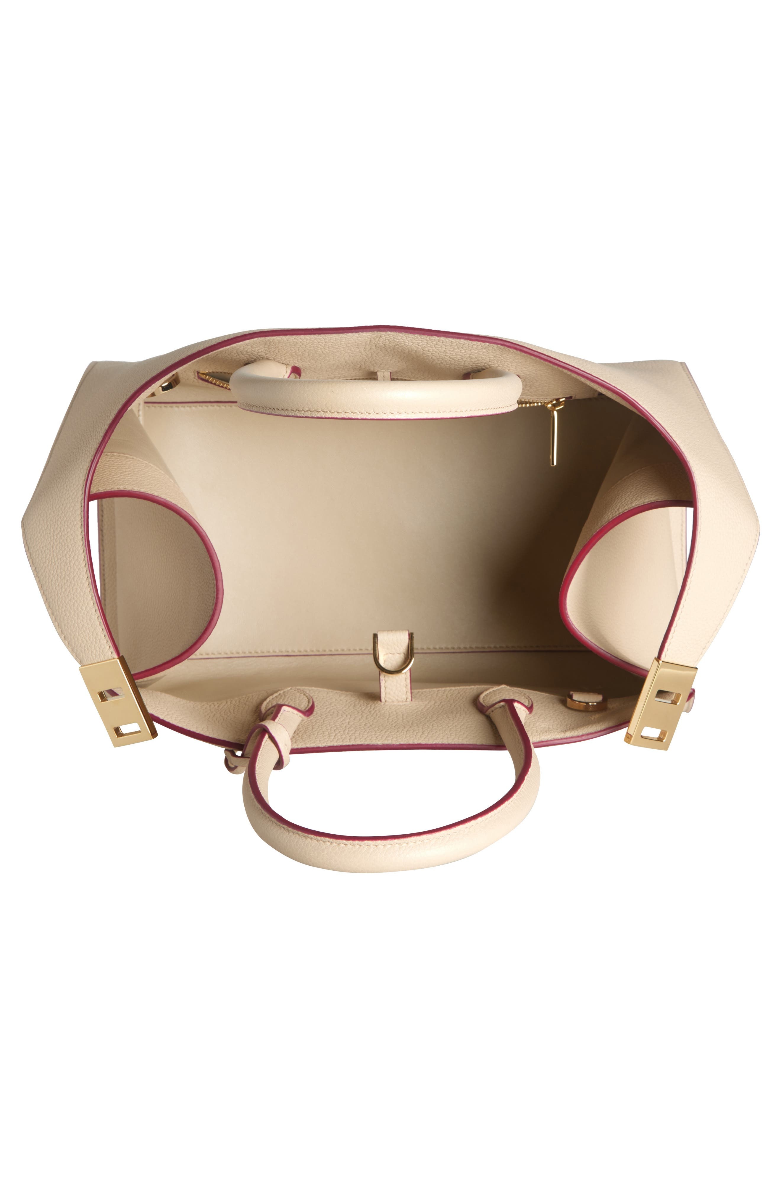 FERRAGAMO Small Hug Leather Top Handle Bag in Stone at Nordstrom - 4