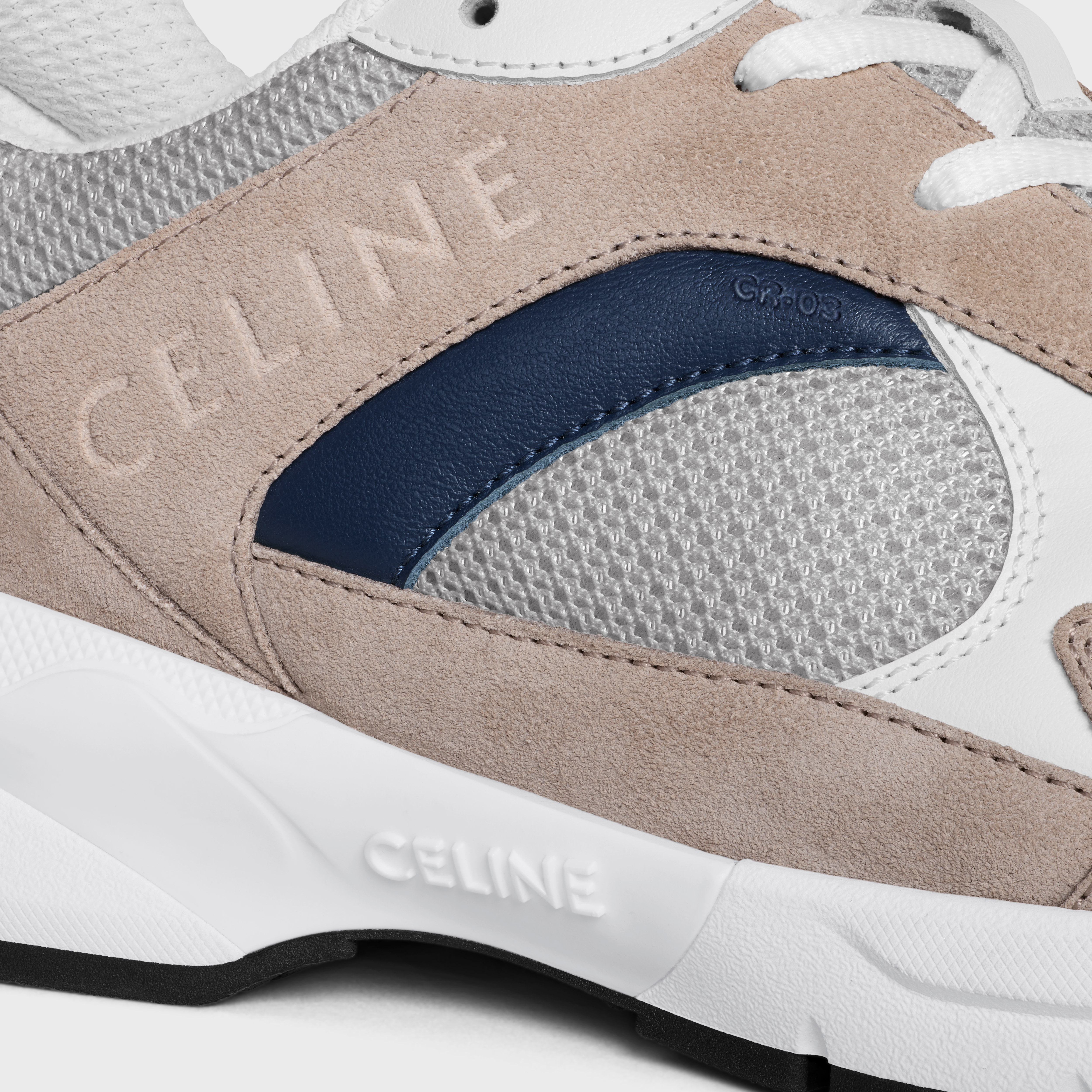 CELINE RUNNER CR-03 LOW LACE-UP SNEAKER in MESH, SUEDE CALFSKIN AND CALFSKIN - 5