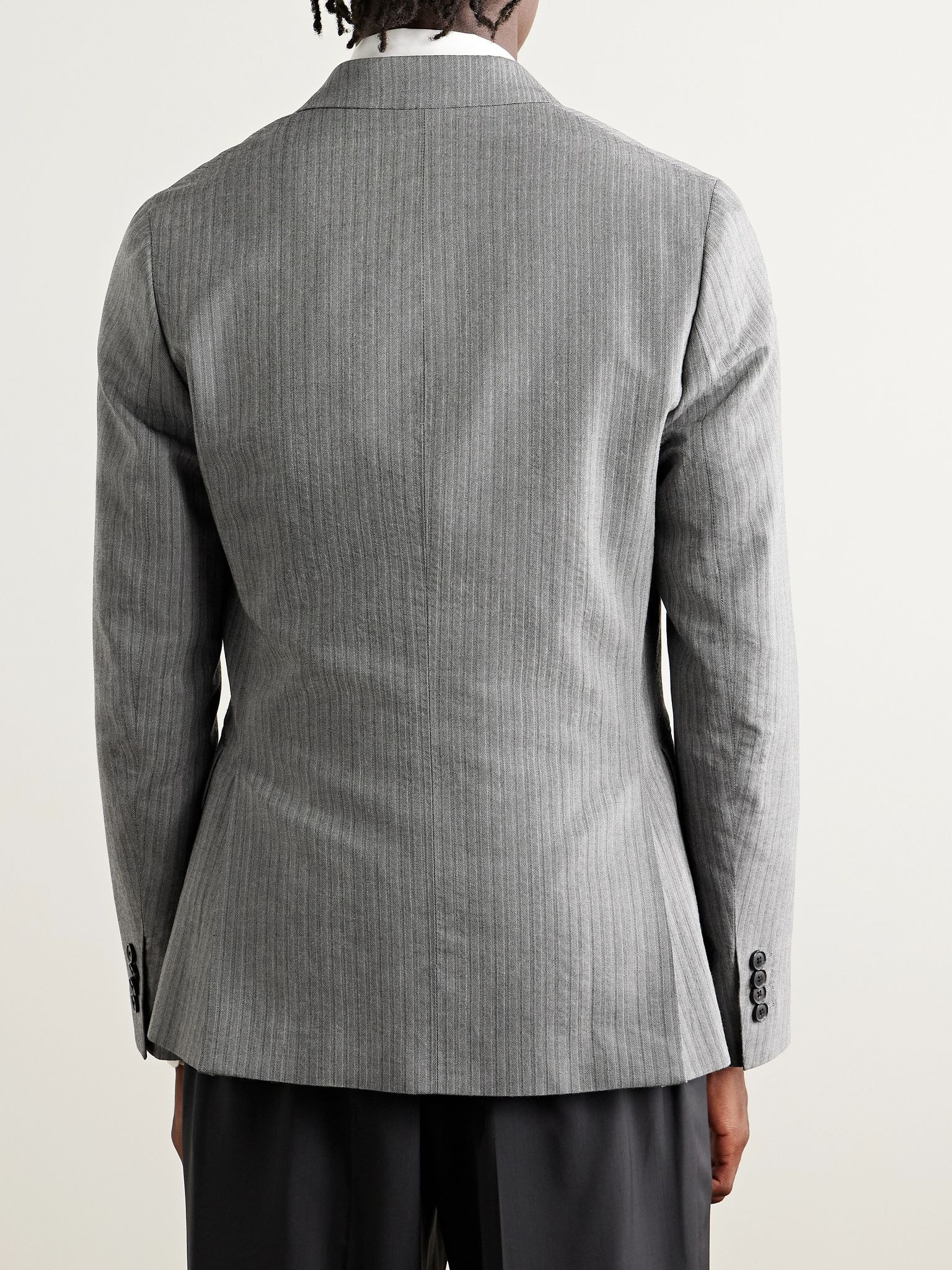 Slim-Fit Herringbone Suit Jacket Gray - 3