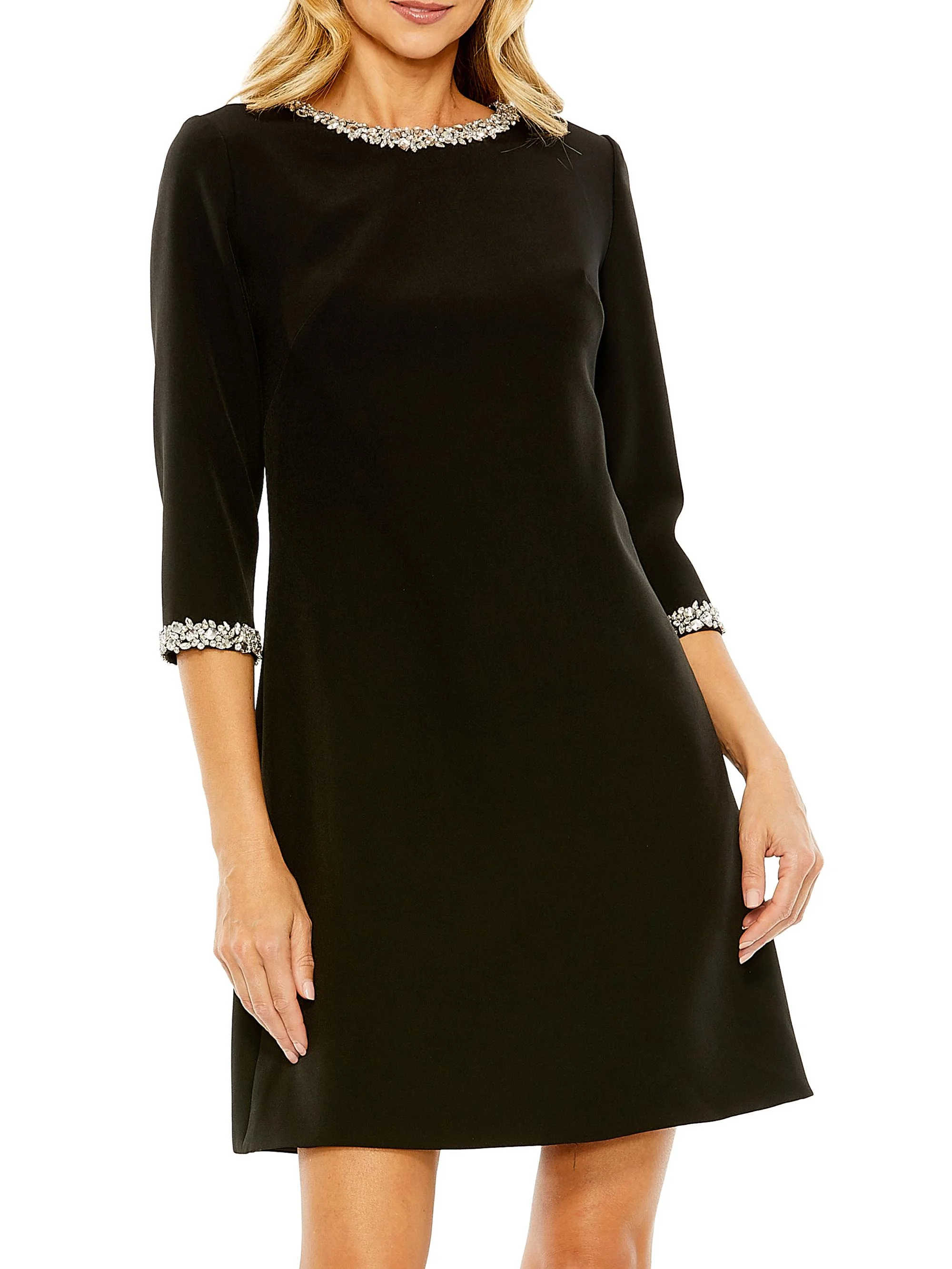 Women's Embellished A-Line Cocktail Dress - Black - 1