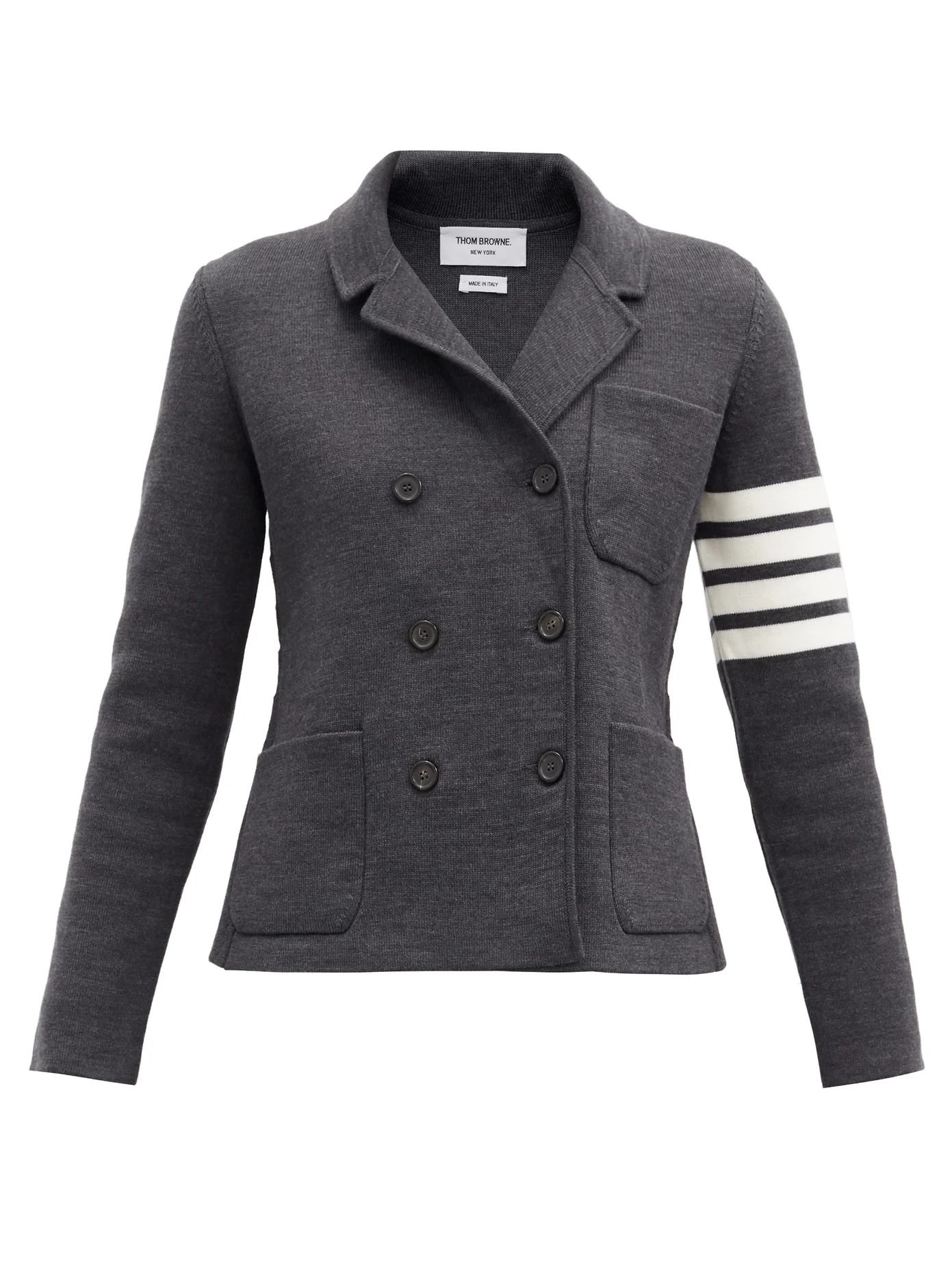 Four-bar wool-blend double-breasted jacket - 1