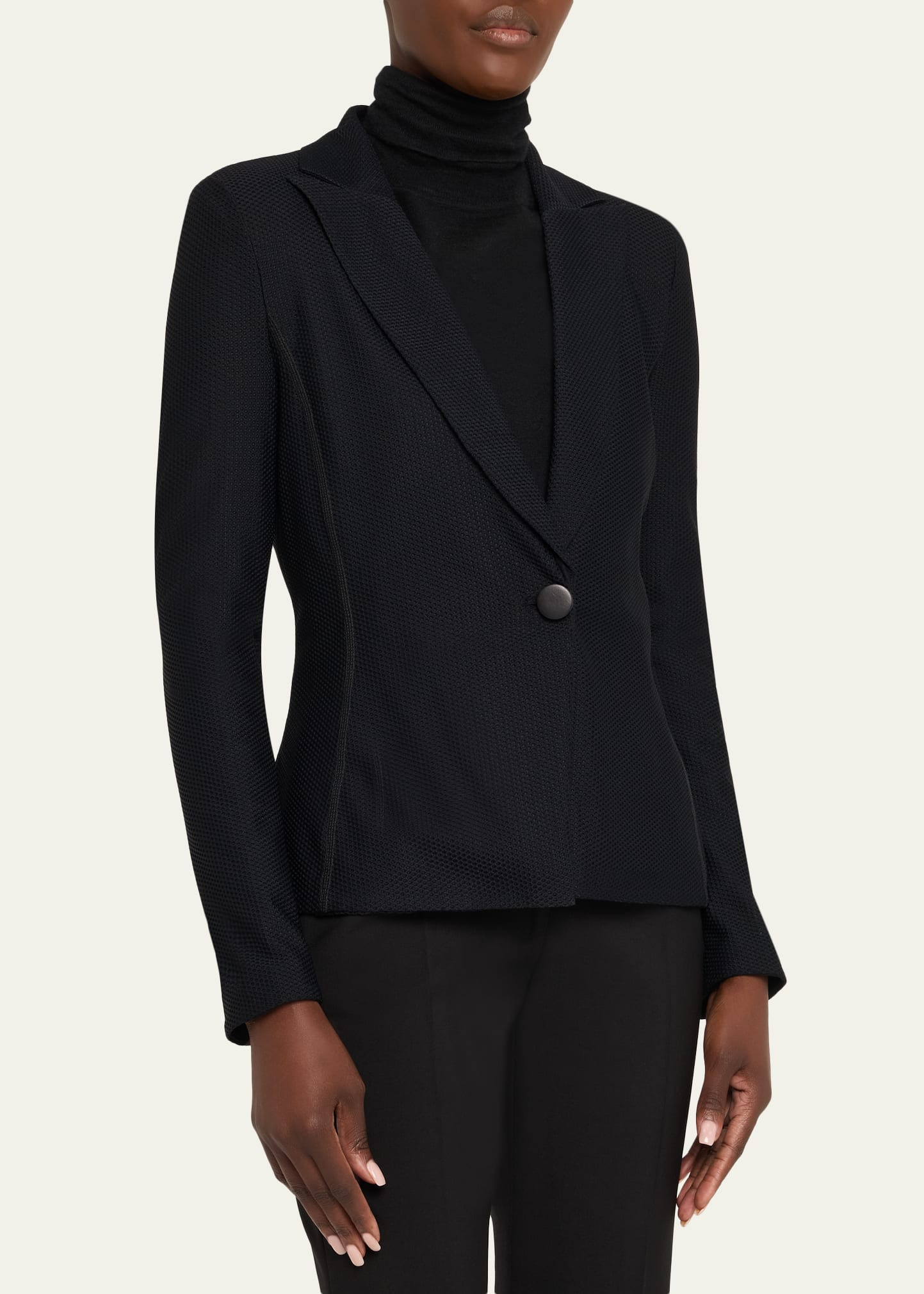 Rice Stitch Jersey Single-Breasted Jacket - 4