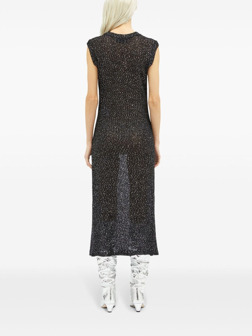 sequin-embellished sheer midi dress - 4