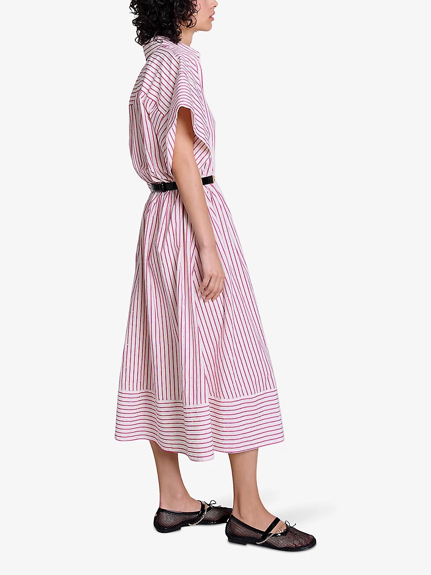 Rhinestone-embellished stripe cotton-blend midi dress - 3