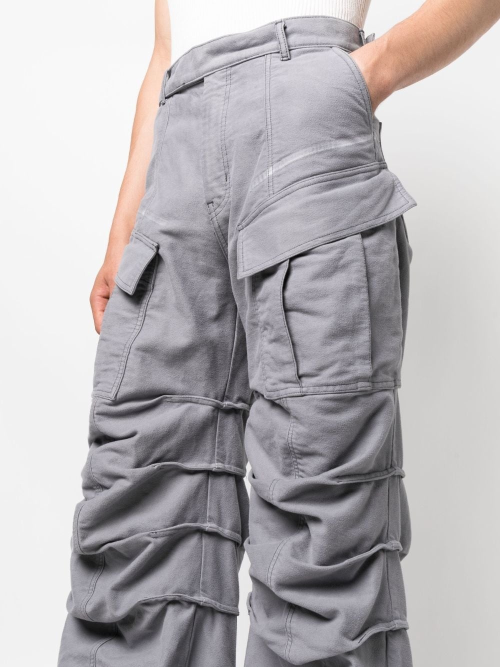 belted-waist cotton cargo pants - 5