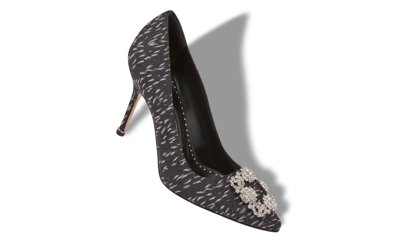 Manolo Blahnik Black Jacquard Jewel Buckle Pumps outlook
