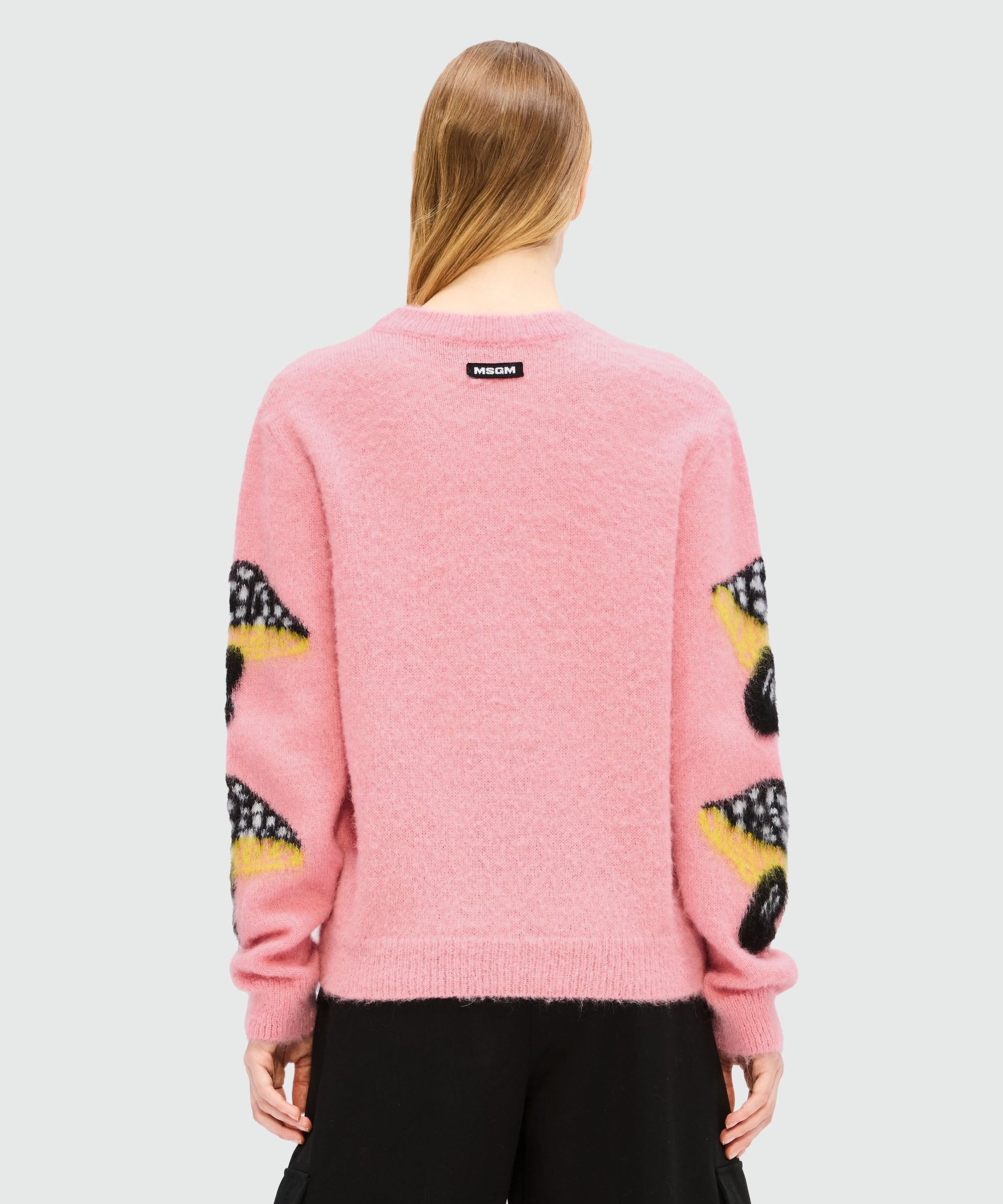 Pink jacquard mohair sweater "Fantastic mushroom" - 3