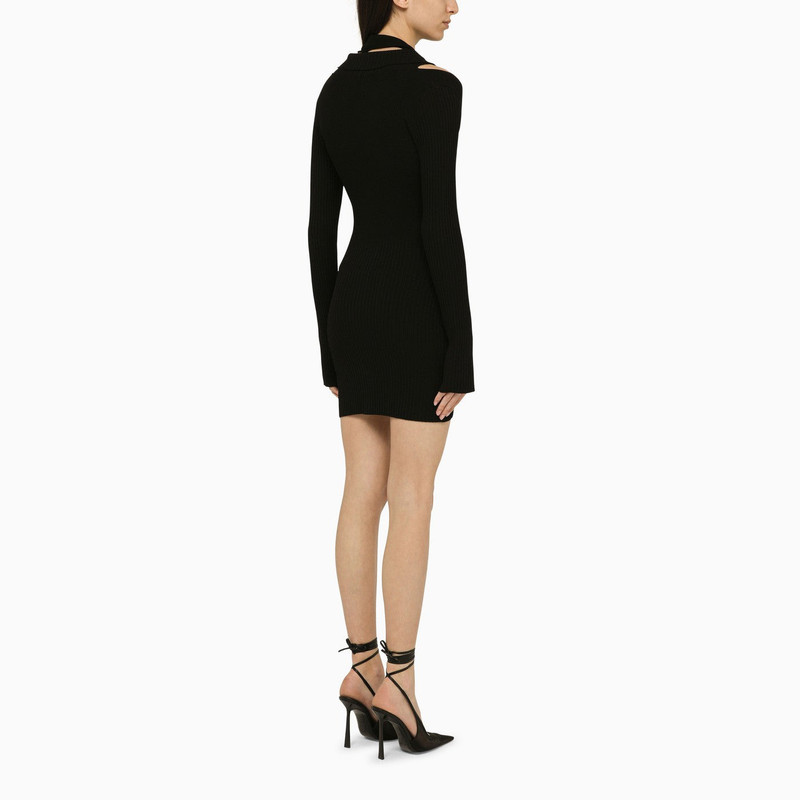 Black ribbed mini dress with cut out 3