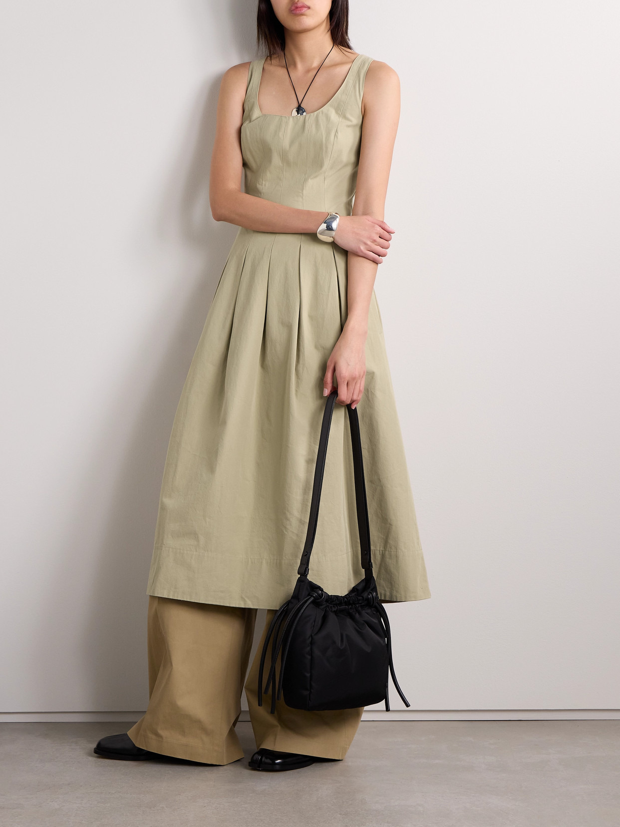 Allen Pleated Cotton-poplin Midi Dress - 4