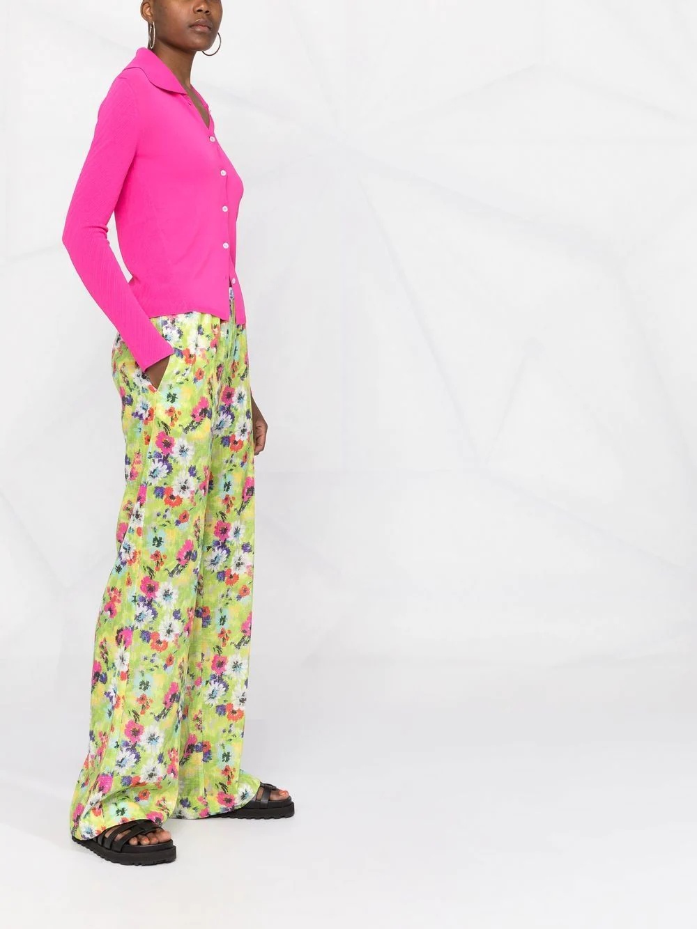 floral-print sequin-embellished trousers - 10