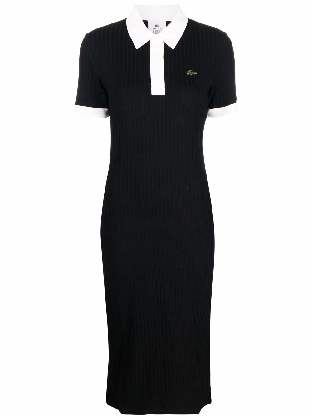 ribbed-knit polo dress - 1