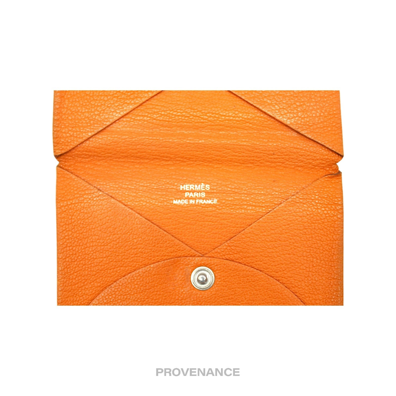 Hermès Calvi Card Wallet - Orange Chevre Mysore Leather - 5