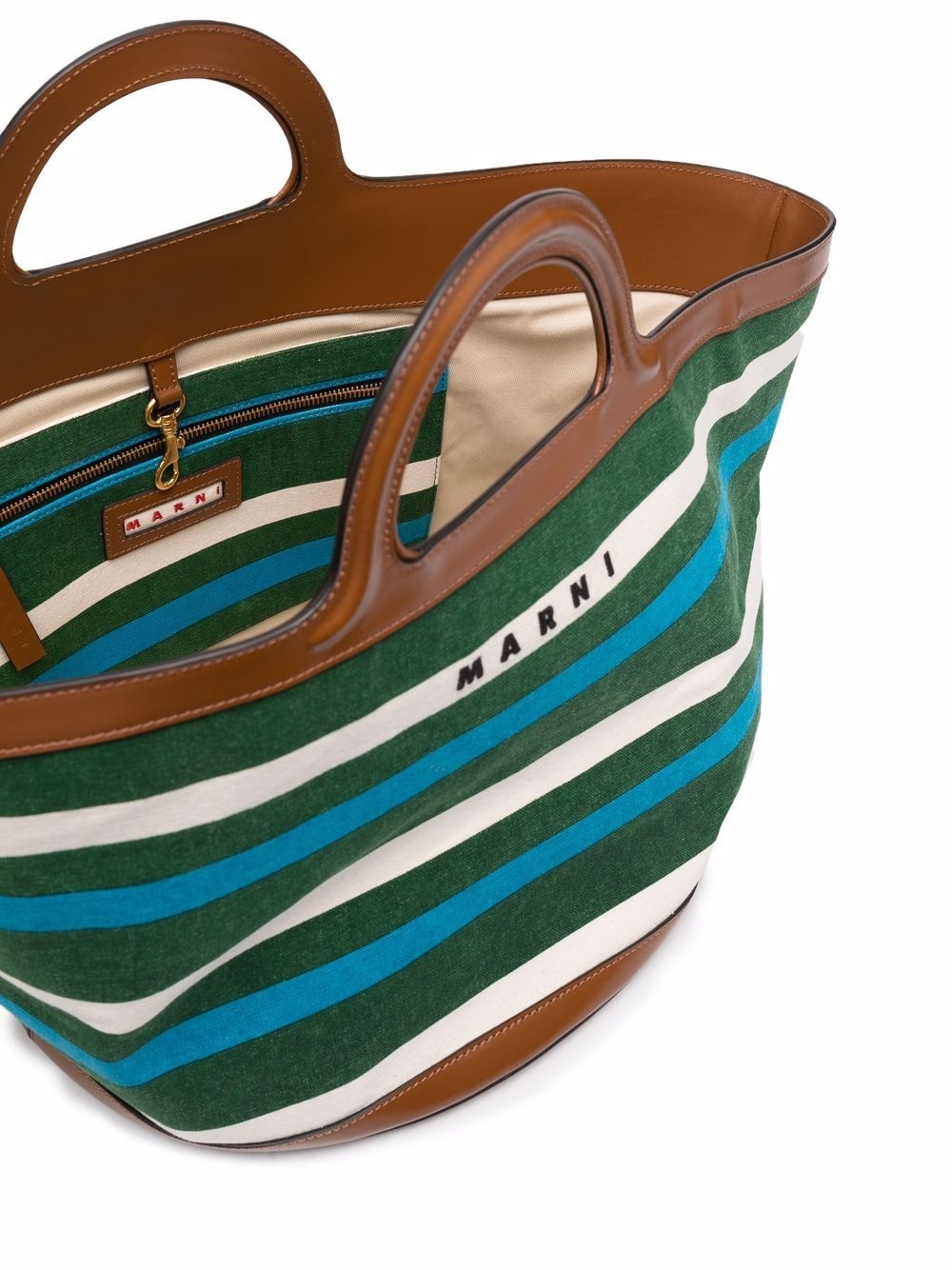 embroidered-logo striped tote bag - 5