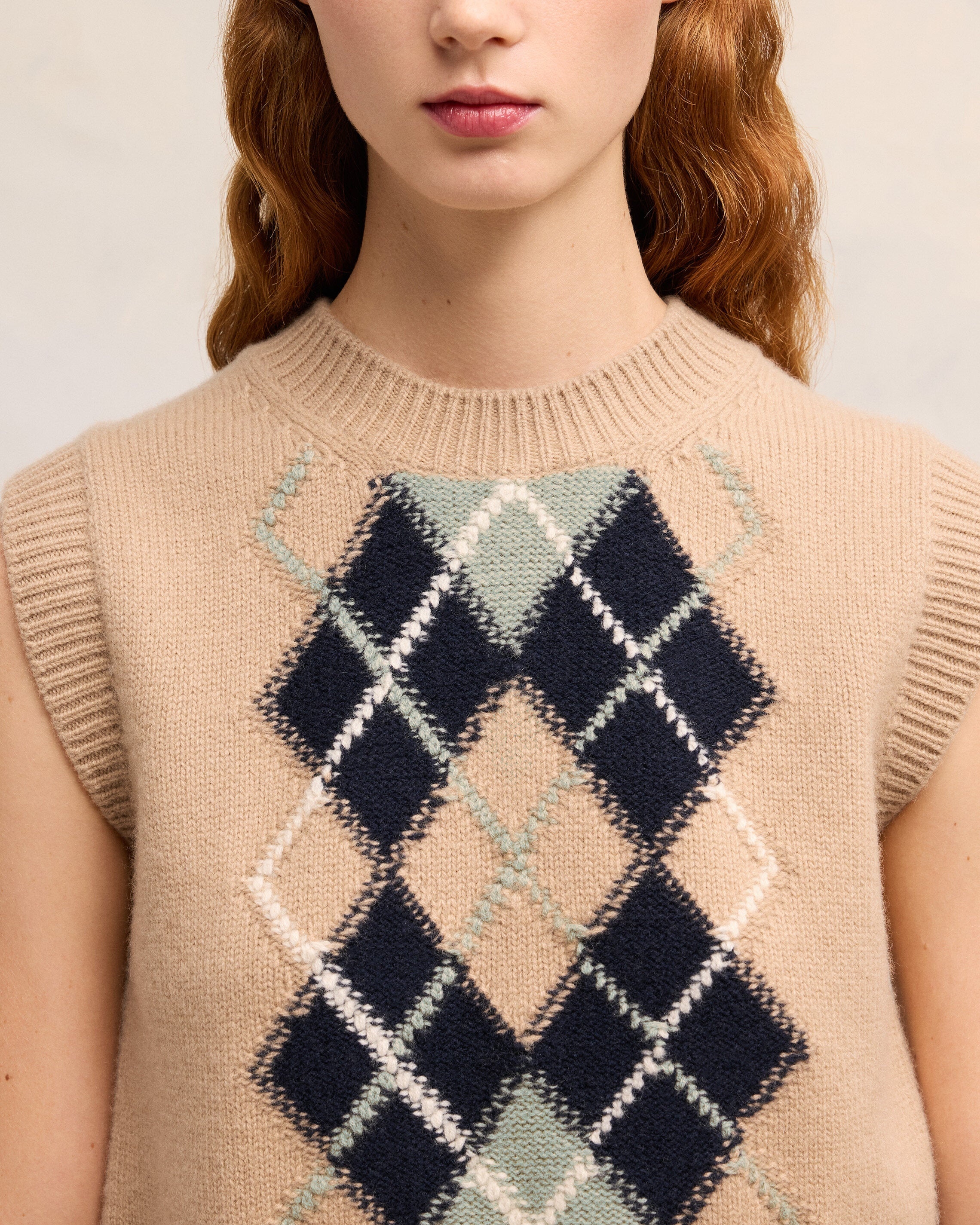 ARGYLE SLEEVELESS SWEATER - 4