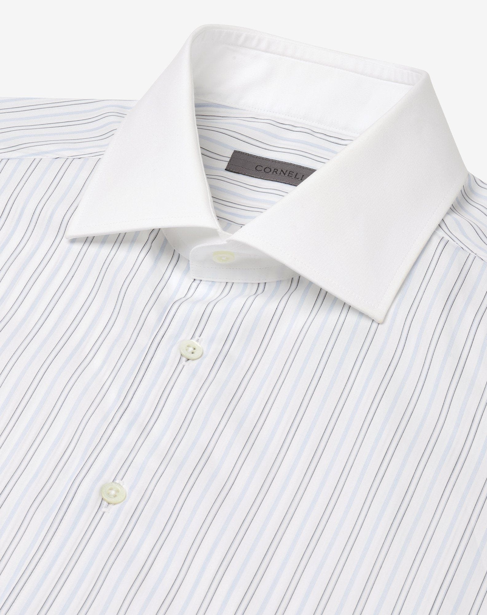 Cotton shirt with white/blue stripes - 4