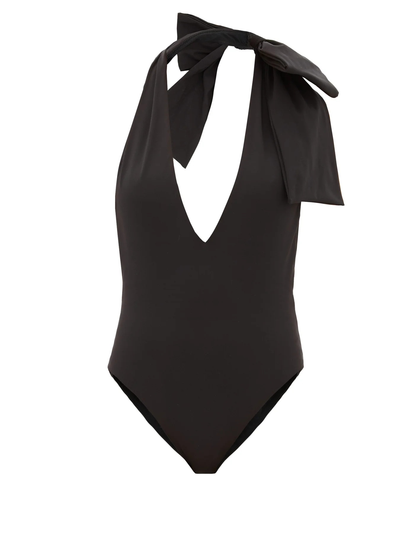 Bow-shoulder halterneck swimsuit - 1