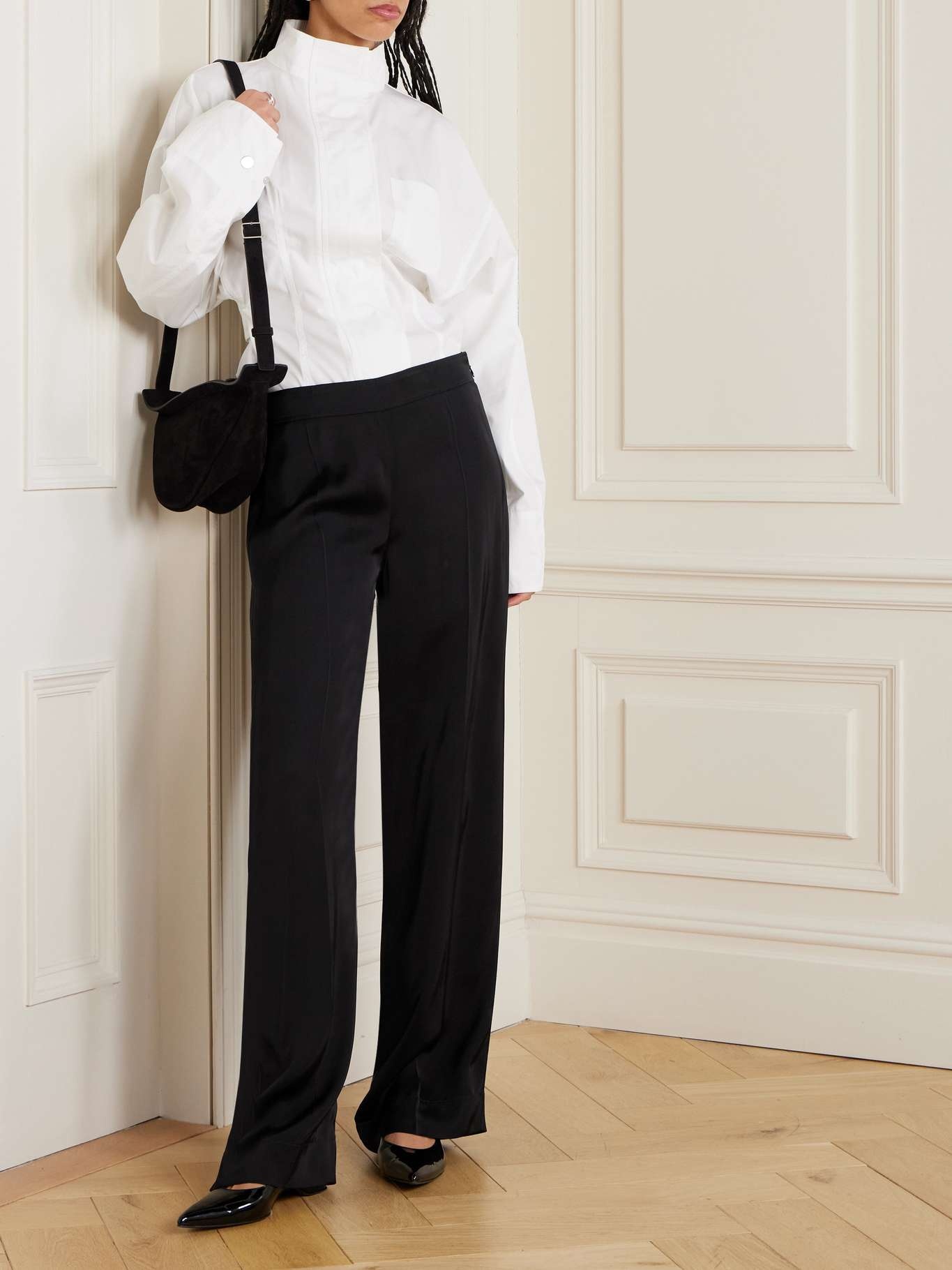 Crepe de chine wide-leg pants Black - 2