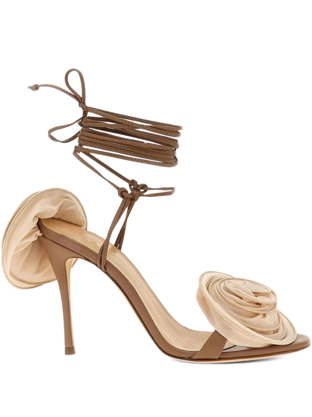 90mm rose-detail lace-up sandals - 1