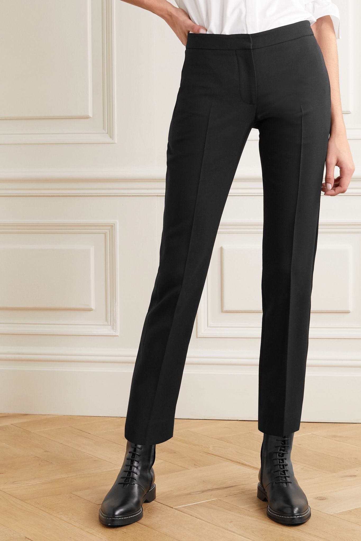 Tuxedo grain de poudre wool-blend tapered pants - 3