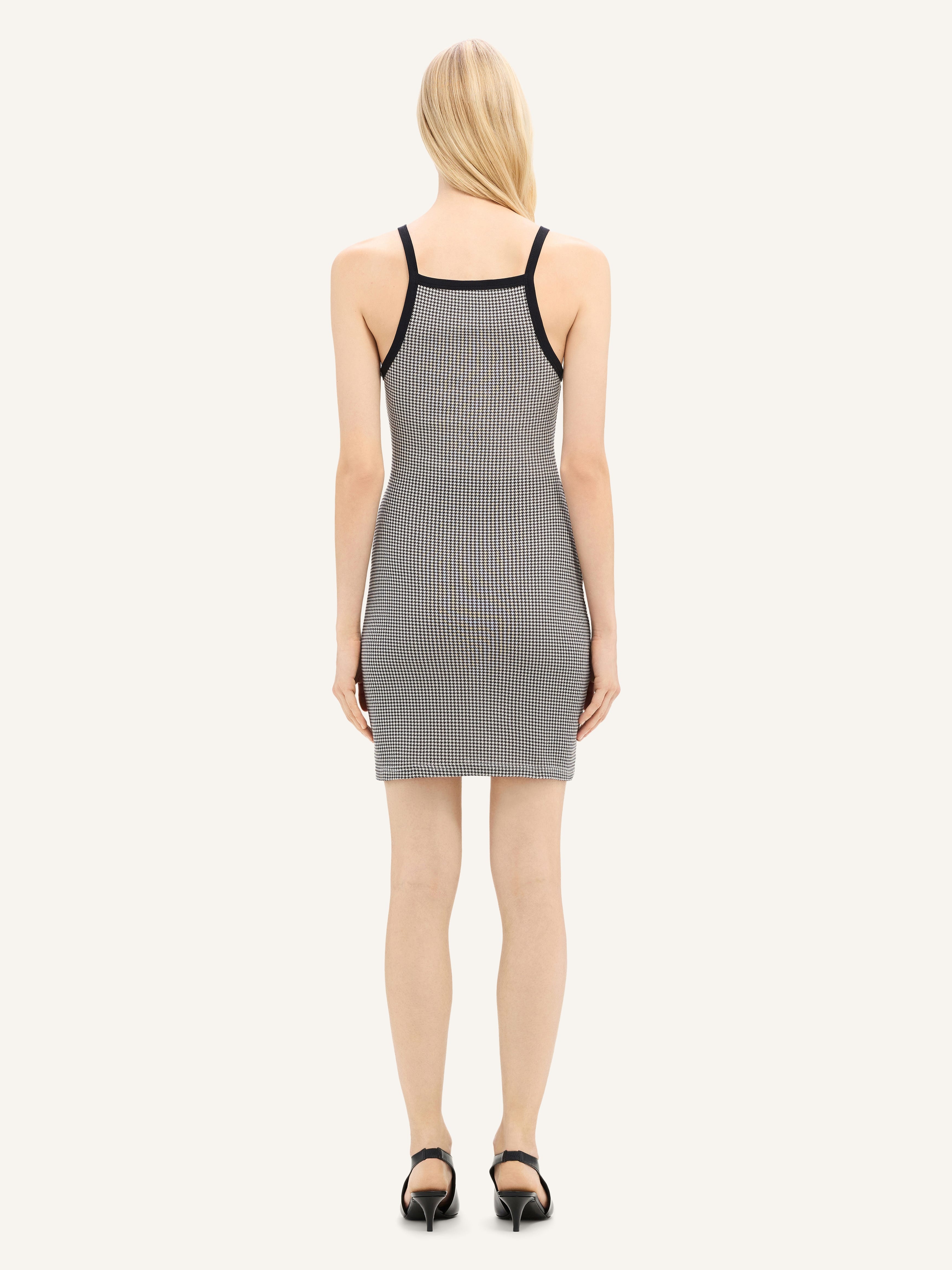 CONTRAST HOUNDSTOOTH MINI DRESS - 4