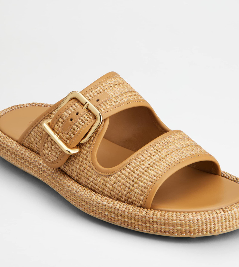 SANDALS IN RAFFIA AND LEATHER - BEIGE 5