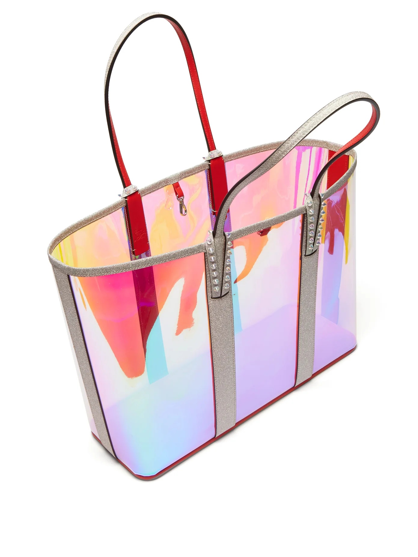 Cabata spike-embellished iridescent-PVC tote - 4