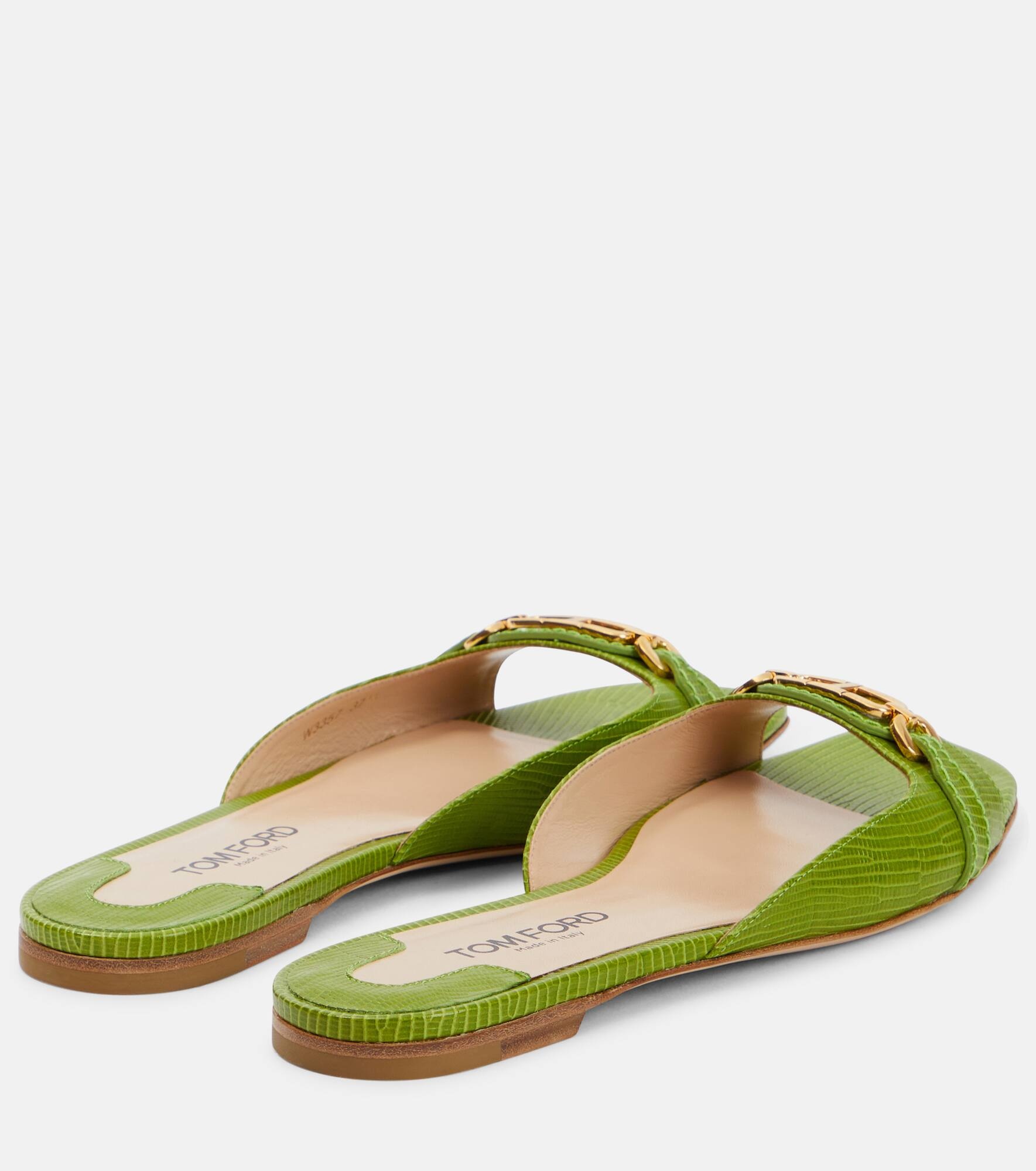Whitney snake-effect leather slides - 3