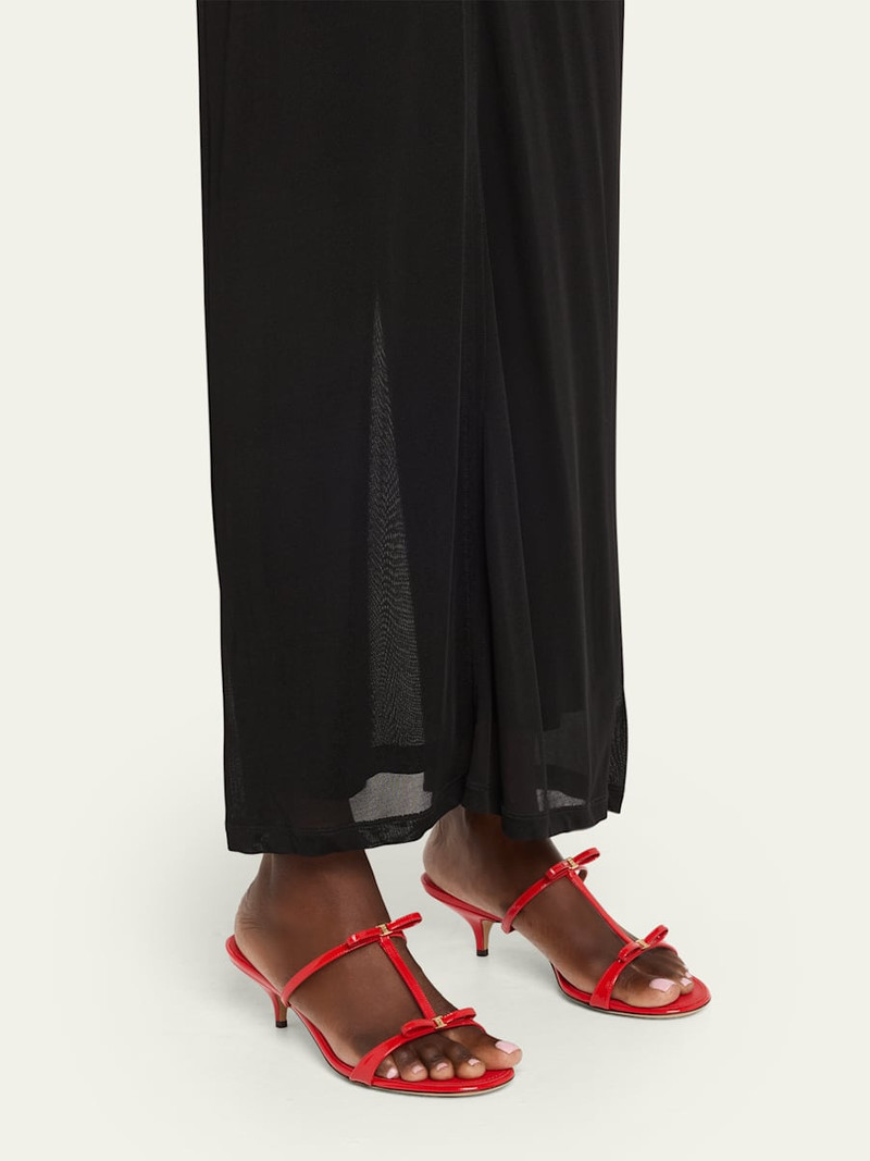 FERRAGAMO Abili Patent T-Strap Slide Sandals outlook