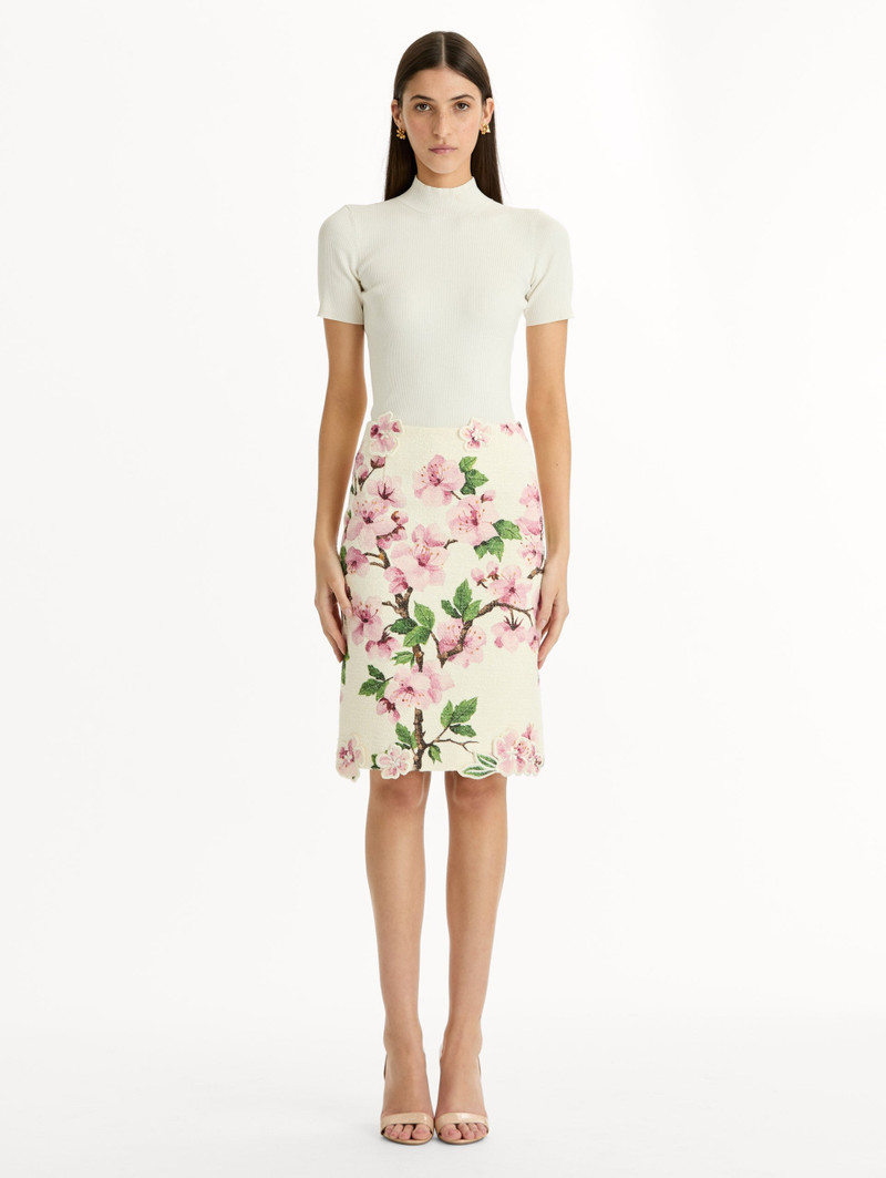 Oscar de la Renta CHERRY BLOSSOM TWEED PENCIL SKIRT outlook