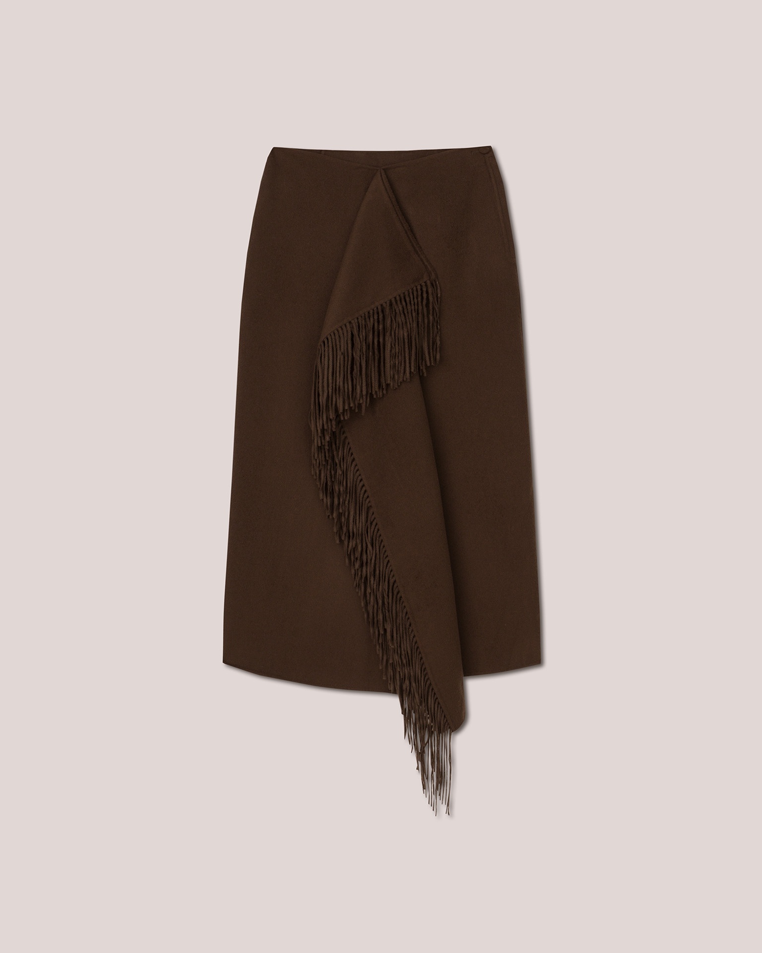 LIZA - Draped wrap light double wool blanket skirt - Soil - 1