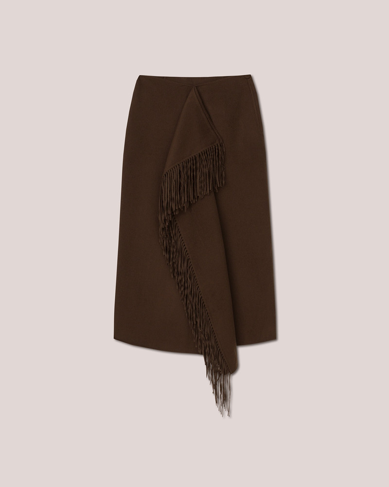 LIZA - Draped wrap light double wool blanket skirt - Soil 1