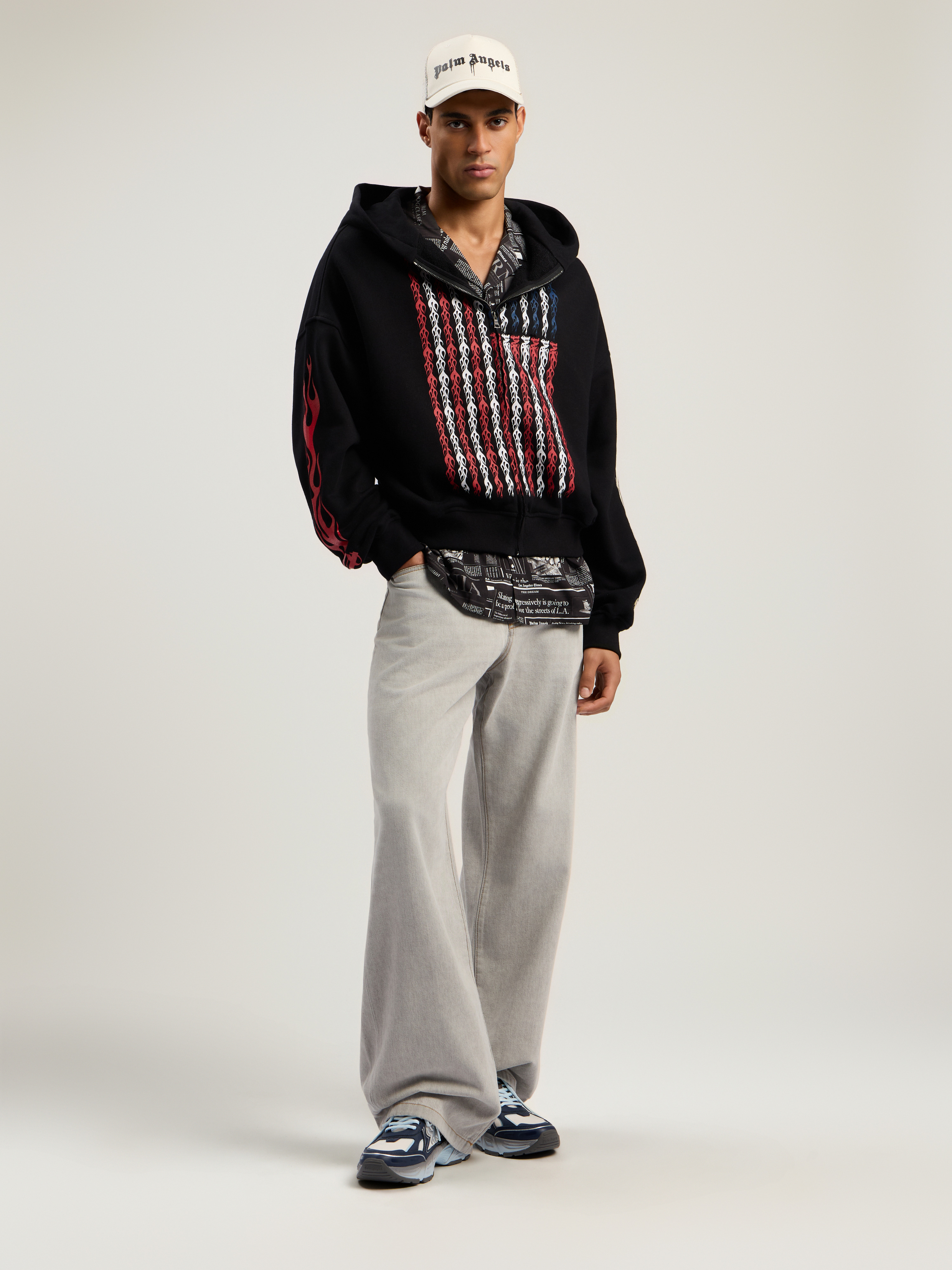 Flames Flag Zip Hoodie - 2