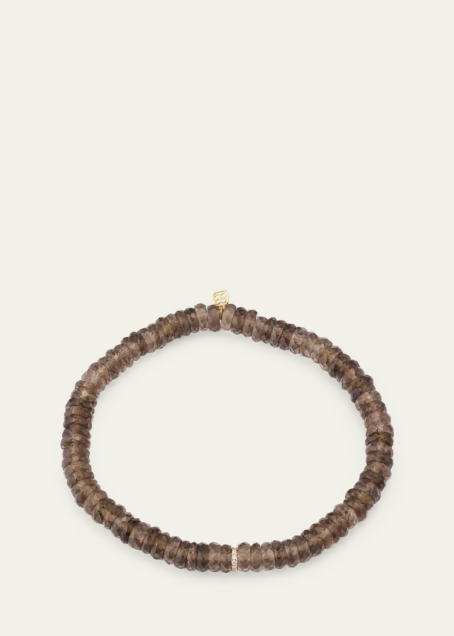 Diamond Rondelle & Faceted Smokey Topaz Bead Bracelet - 4