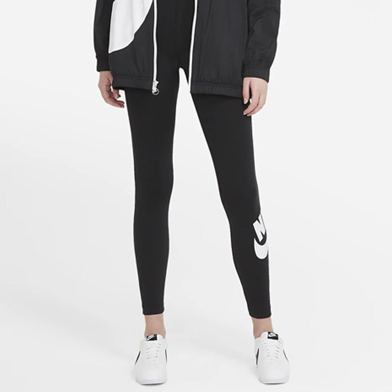 (WMNS) Nike Sportswear Essential High-Waisted Logo Leggings 'Black White' CZ8528-010 - 3