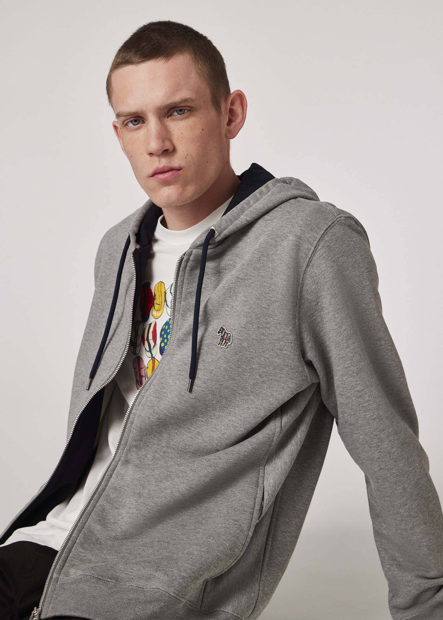 Zip-Front Zebra Logo Hoodie - 7