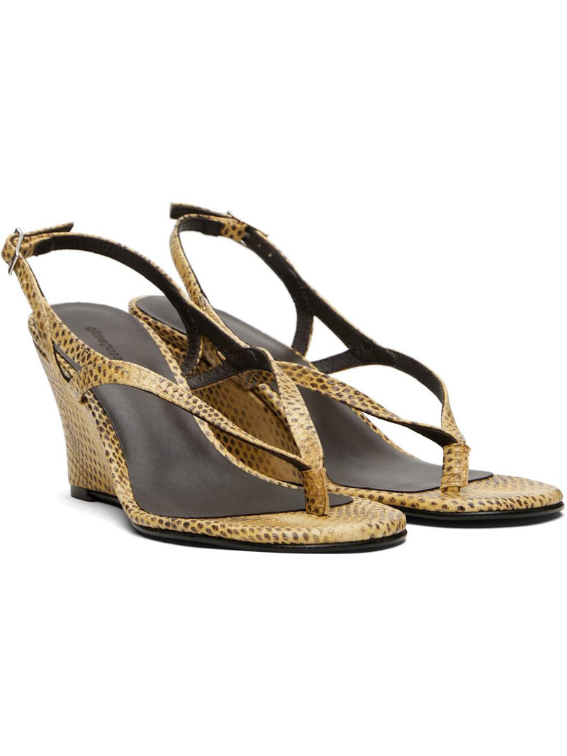 Beige Wedge Heeled Sandals 4