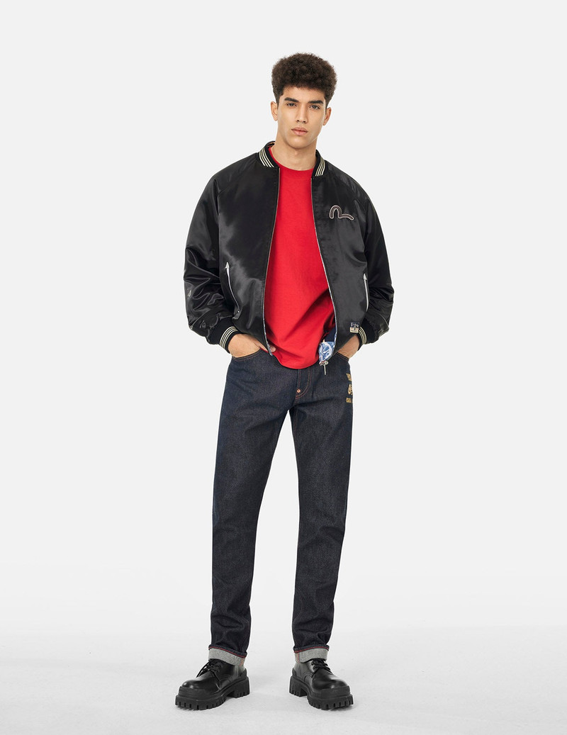 Soaring Snake Embroidery and Traditional Japanese Totem Prints Reversible Relax Fit Souvenir Jacket 7