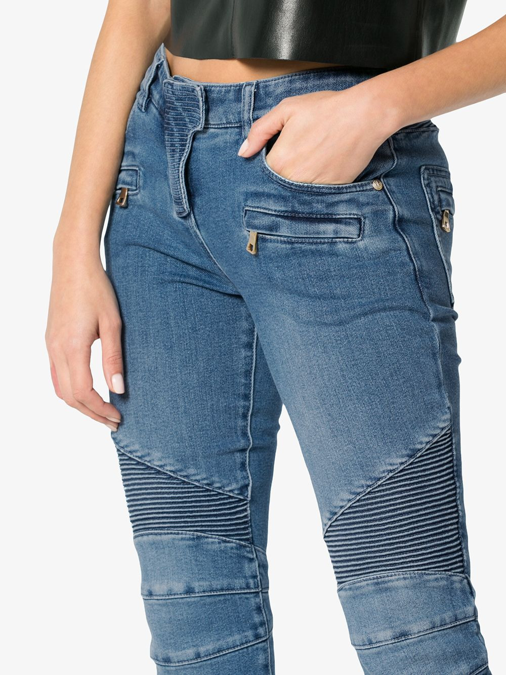 Blue Moto Skinny Jeans - 5