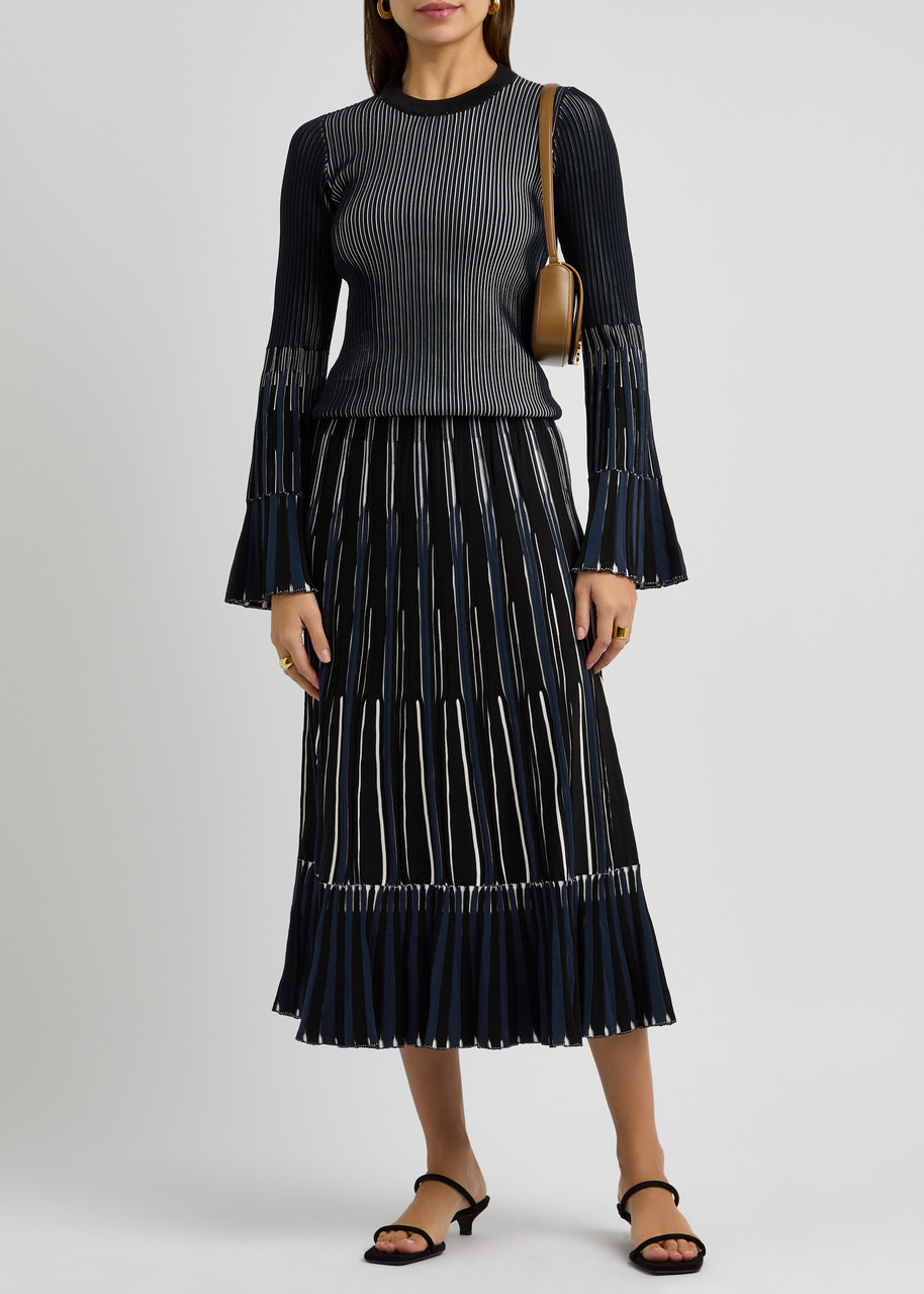 Simkhai Emerie Striped-intarsia Knitted Midi Skirt - 4
