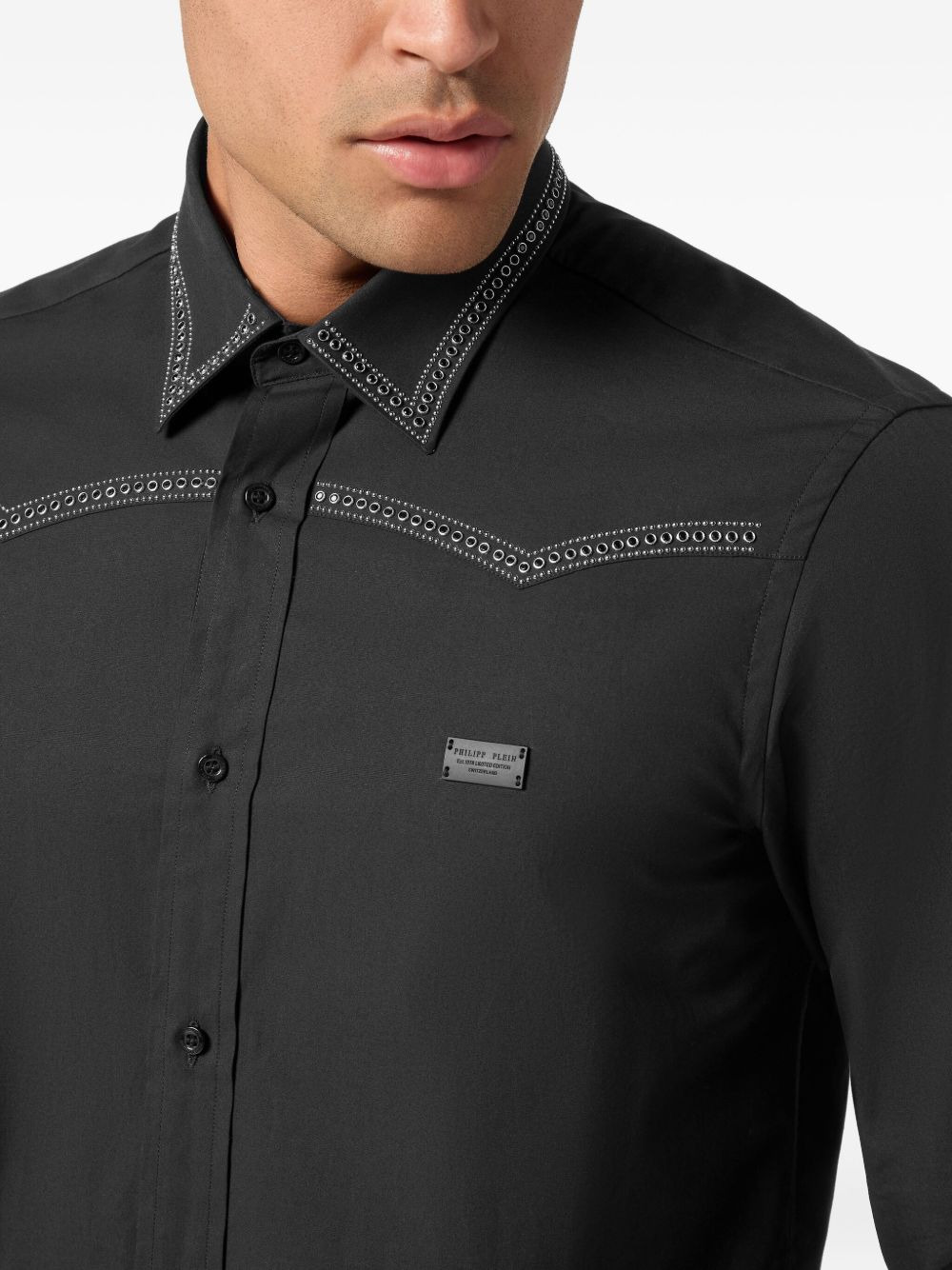 stud-embellished cotton shirt - 5