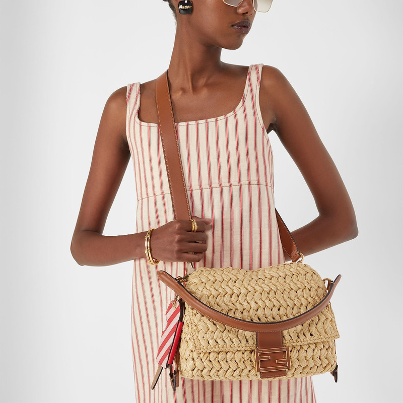 Mamma Baguette Medium Woven raffia-effect material bag 3