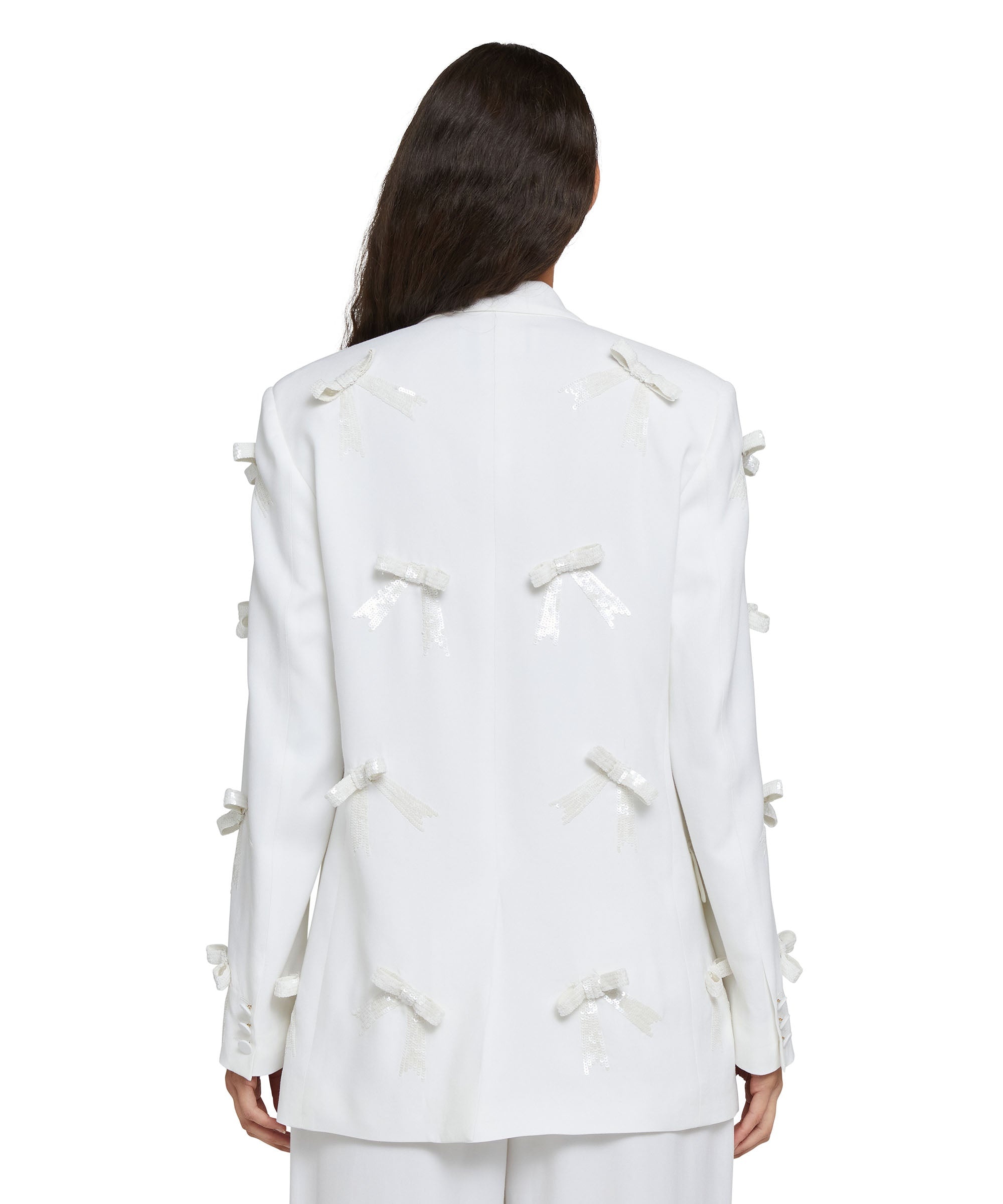 Viscose single-breasted blazer with bows - 3