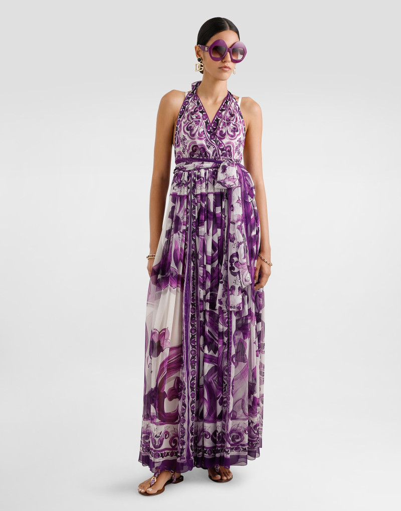 Dolce & Gabbana Majolica-print long chiffon dress outlook