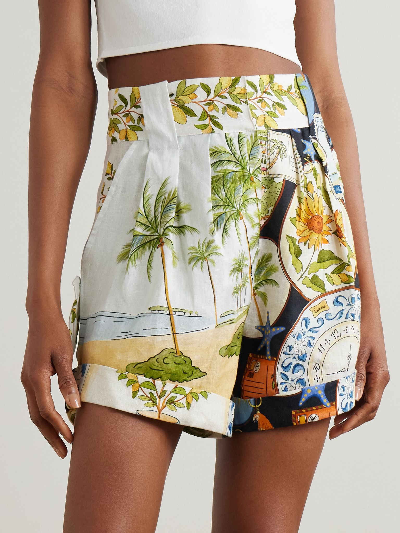 Printed linen shorts Light blue - 3