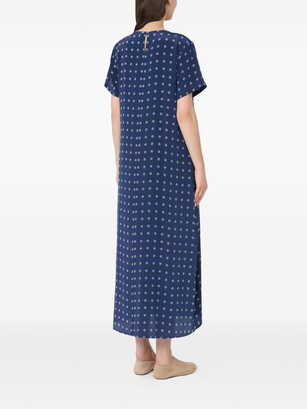 printed silk midi dress - 4